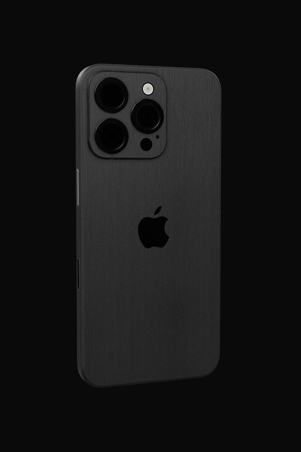 Skin iPhone - Black Titanium 3D pe iPhone 16 Pro, model 3D: rotește telefonul cu skinul aplicat